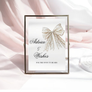 Elegante Perlen Bow Ratschläge und Wünsche Untersc Poster