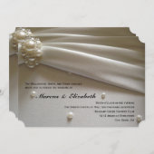 Elegante Perlen Elfenbeincreme Einladung zur Hochz (Vorne/Hinten)