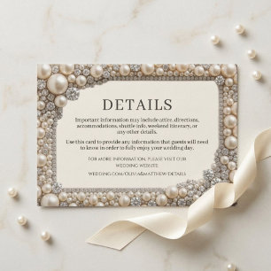 Elegante Perlen Hochzeit Begleitkarte