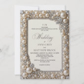 Elegante Perlen Hochzeit Einladung (Vorderseite)