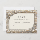 Elegante Perlen Hochzeit RSVP Karte (Vorderseite)