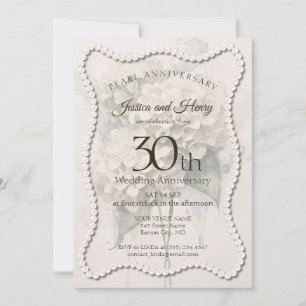 Elegante Perlen-Hochzeitstag-Foto zum 30. Jubiläum Einladung