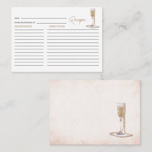 Elegante Perlen im Wasser und Bridal-Show in Prose Begleitkarte (Vorne/Hinten)