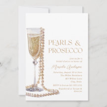 Elegante Perlen im Wasser und Prosecco Bridal Sho