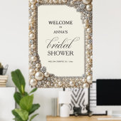 Elegante Perlen-Junggesellinnen-Abschied Poster (Heimbüro)
