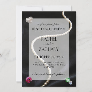 Elegante Perlen & Juwelen auf Black Satin Wedding