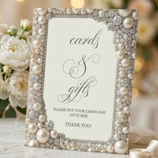Elegante Perlen Karten und Geschenke Schild
