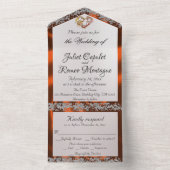 Elegante Perlen-, Kupfer-Streifen- und Glitzer-Gre All In One Einladung (Innen Boden)