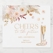 Elegante Perlen mit floraler Sparkling Schaumweinetikett (Einzelnes Label)