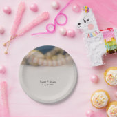 Elegante Perlen & Muscheln Beach Wedding Pappteller (Party)