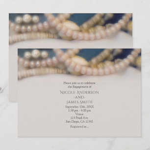 Elegante Perlen & Muscheln Strandhochzeit Einladung