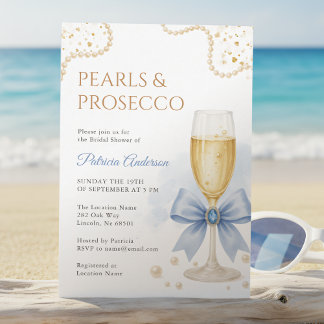 Elegante Perlen & Prosecco-Brautjunggesellinnenabs Einladung