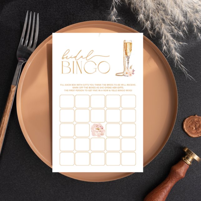 Elegante Perlen & Prosecco Brautparty Bingo Game (Von Creator hochgeladen)