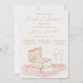 Elegante Perlen & Prosecco Brautparty Einladung (Vorderseite)