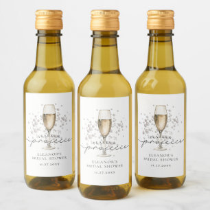 Elegante Perlen & Prosecco Brautparty Gefallen Weinetikett