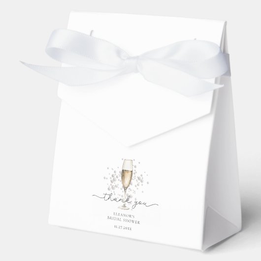 Elegante Perlen & Prosecco Brautparty Gefälligkeit Geschenkschachtel (Vorderseite)