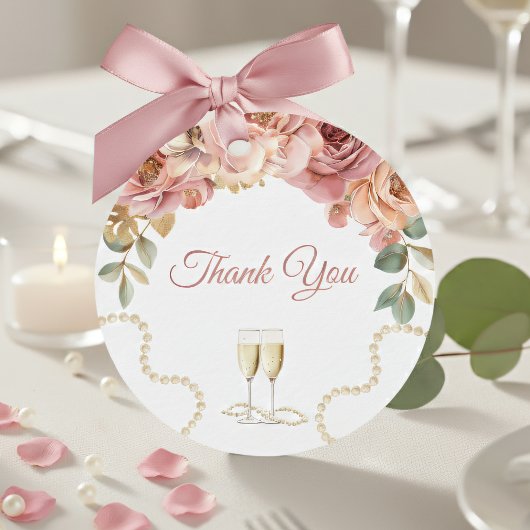 Elegante Perlen & Prosecco Brautparty Geschenk Tag Geschenkanhänger