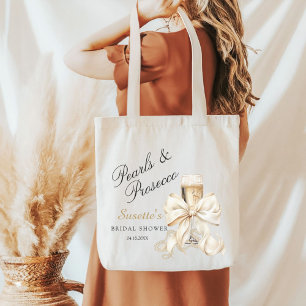 Elegante Perlen & Prosecco Brautparty-Geschenk Tragetasche