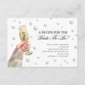 Elegante Perlen & Prosecco Brautparty Rezept Begleitkarte (Vorderseite)