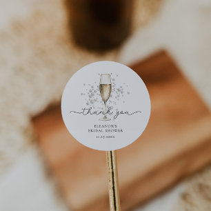 Elegante Perlen & Prosecco Brautparty Runder Aufkleber