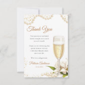 Elegante Perlen & Prosecco Brautparty Wasserfarbe Dankeskarte (Vorderseite)