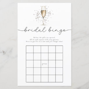 Elegante Perlen & Prosecco Bridal Bingo Game Card