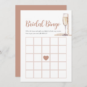 Elegante Perlen & Prosecco Bridal Bingo Game Card Einladung