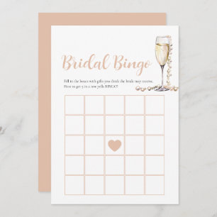 Elegante Perlen & Prosecco Bridal Bingo Game Card Einladung