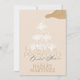 Elegante Perlen & Prosecco Bridal Dusche Einladung
