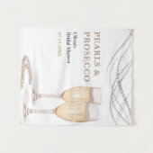 Elegante Perlen & Prosecco Bridal Dusche Hintergru Wandteppich (Vorderseite (Horizontal))