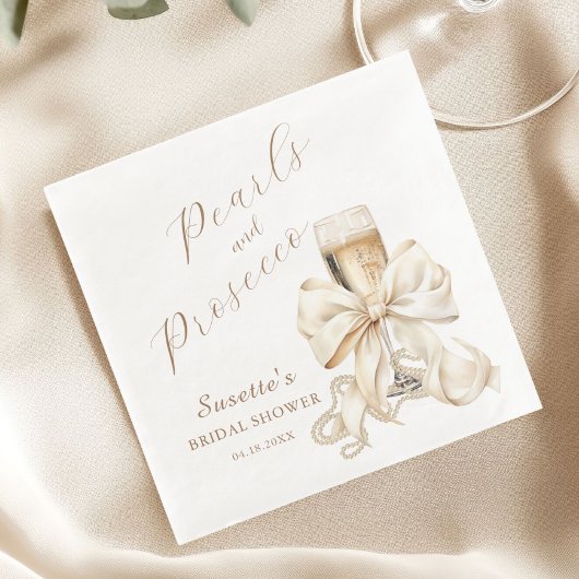 Elegante Perlen & Prosecco-Junggesellinnen-Abschie Serviette