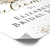 Elegante Perlen & Prosecco Script Willkommenszeich Poster (Ecke)