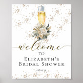 Elegante Perlen & Prosecco Script Willkommenszeich Poster (Vorne)