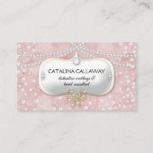 Elegante Perlen-rosa Veloursleder-Make-upschmuck Visitenkarte (Vorderseite)