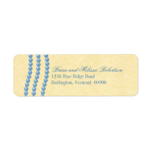 Elegante Perlen Rücksendeadressen-Aufkleber, blau