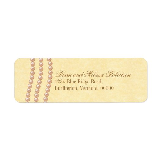 Elegante Perlen-Rücksendeadressen-Aufkleber, Champ (Vorne)