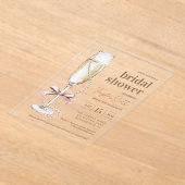 Elegante Perlen und Prosecco Acryleinladungen (Ablage )