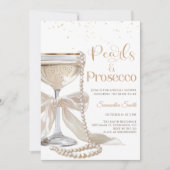 Elegante Perlen und Prosecco-Brautabschiedsparty Einladung (Vorderseite)