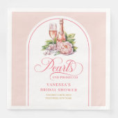 Elegante Perlen und Prosecco Brautdusche Serviette (Vorderseite)