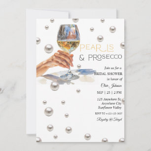 Elegante Perlen und Prosecco-Brautjunggesellinnena Einladung