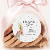 Elegante Perlen und Prosecco Brautparty Brunch Runder Aufkleber