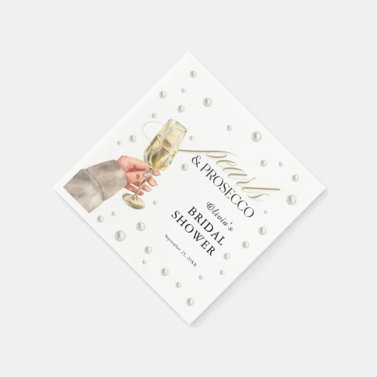 Elegante Perlen und Prosecco Brautparty Brunch Serviette (Ecke)