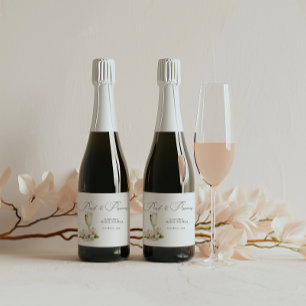 Elegante Perlen und Prosecco Brautparty Gefallen Schaumweinetikett