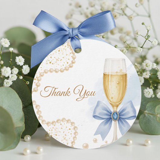 Elegante Perlen- und Prosecco-Brautparty-Geschenkk Geschenkanhänger