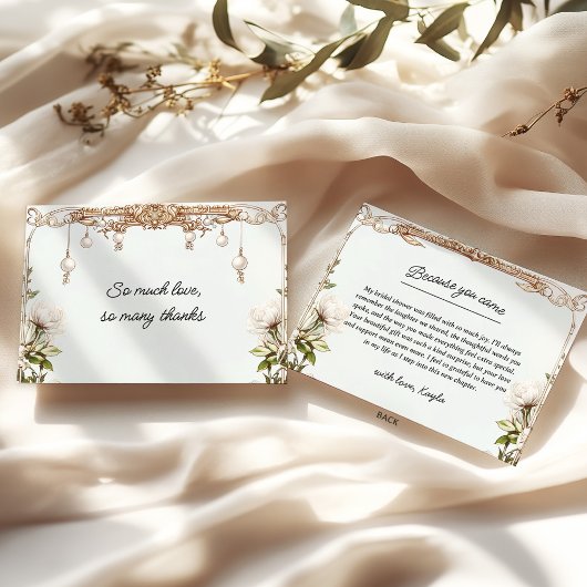 Elegante Perlen und Prosecco Dankeschön Karte