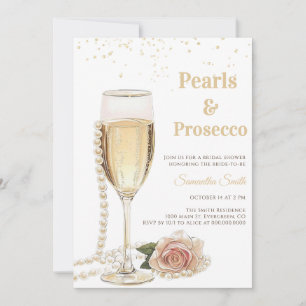 Elegante Perlen und Prosecco-Party Brautjungfernab Einladung