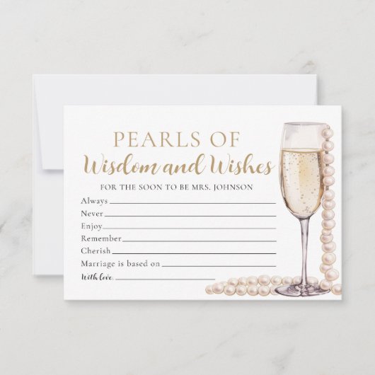 Elegante Perlen und Prosecco Perlen der Weisheitsk Einladung (Vorderseite)