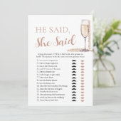 Elegante Perlen und Prosecco sagte er, sie sagte S Einladung (Stehend Vorderseite)