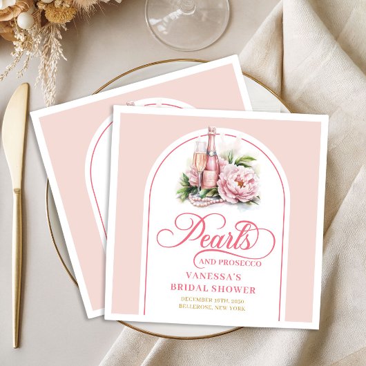 Elegante Perlen und Prosecco Servietten personalis