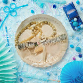 Elegante Perlen und Spitzen Pappteller (Party)